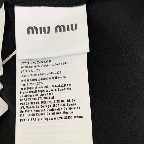 Miu Miu Black silk puff short-sleeve button-up shirt - Picture 6 of 9